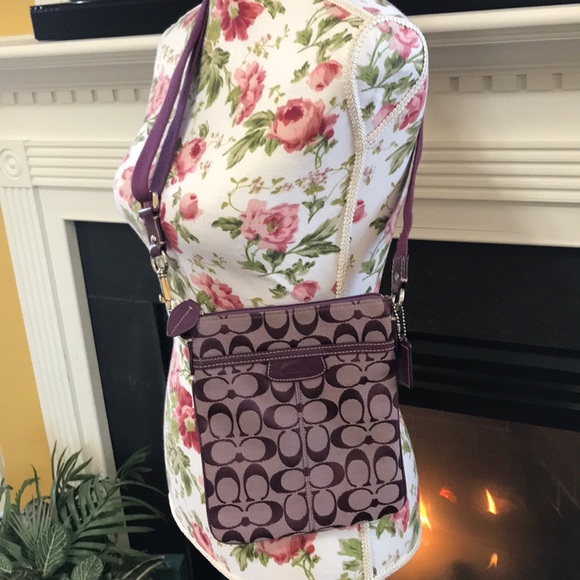 Coach Handbags - Coach Crossbody Purple Signature Bag
